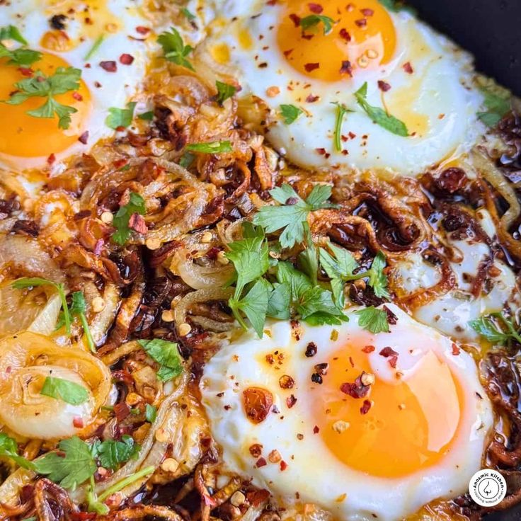 Fried Eggs with Caramelized Onions